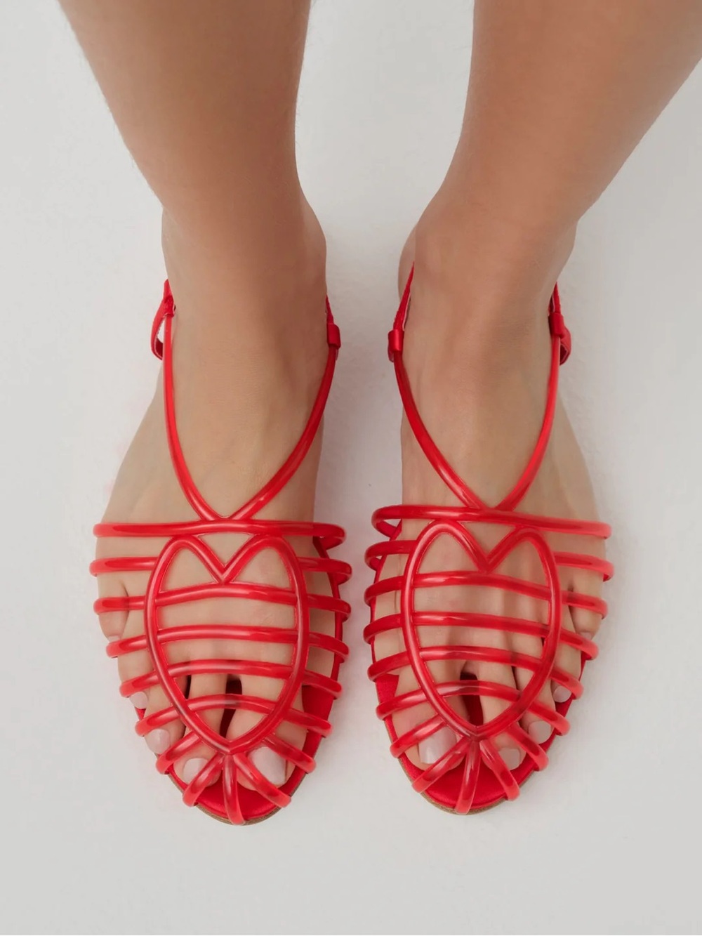 For Love & Lemons Red Strappy Heart Jelly Sandals
